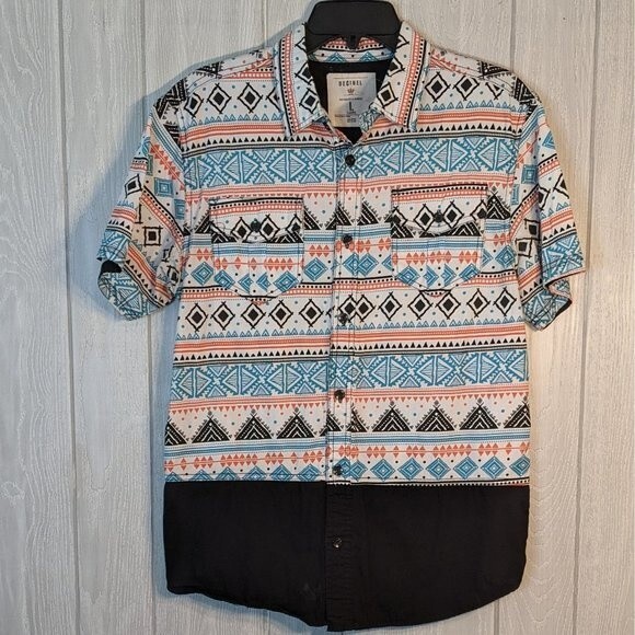 Decibel South West Print Button Front Short Sleeve Shirt EUC SZ L - Picture 6 of 6